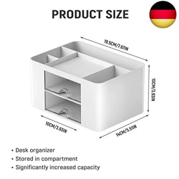 Schreibtisch-Organizer, Tisch-Organizer Federmäppchen Stifthalter mit 2 Schubladen, Kinder-Schreibtisch-Organizer Büro-Schreibtisch-Halter