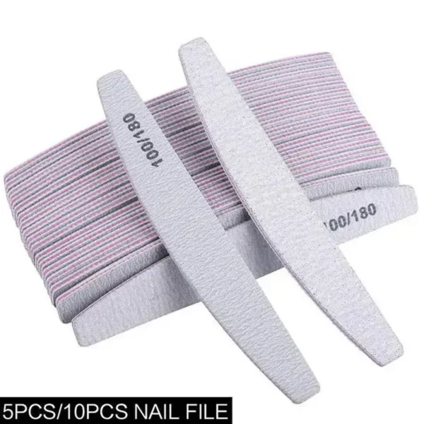 5PCS/10PCS Professionelle Halbmond-Nagelfeile 100/180 Schleifpapier Pediküre Lime a Ongle Schleifpolierfeilen Nagelzubehör Maniküre Puffer Nagelwerkzeug