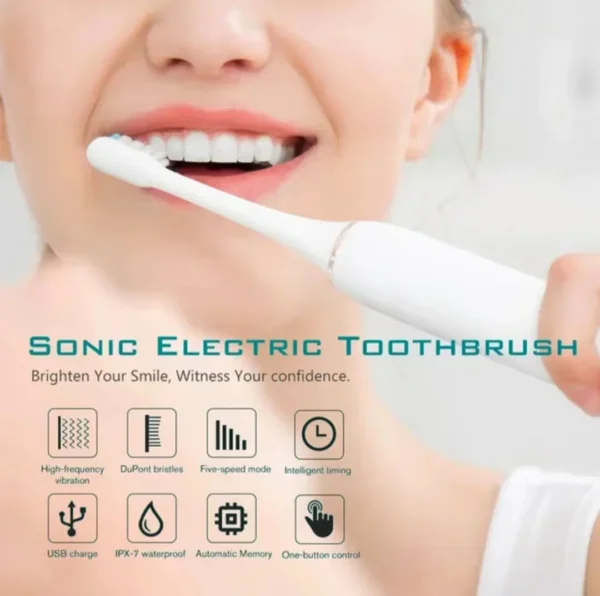 Elektrische Schallzahnbürste für Erwachsene IPX7 Wasserdicht Dental CDupont Bürstenkopf USB Wiederaufladbar Hochfrequenzreinigung 6 Reinigungsmodi