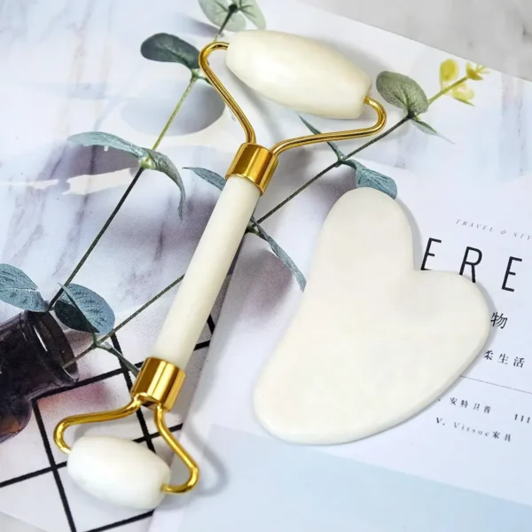 Premium Jade Roller und Gua Sha Gesichtsformung de-puffing Set von Facial für Hautpflege Anti-Aging Puffiness Selbst Geschenk Frauen