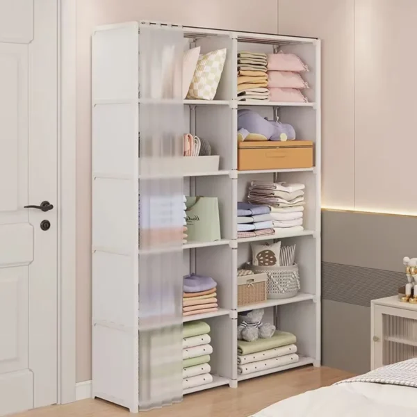 6/5 Lagen Staubdicht Kleiderschrank Hohe Kapazität Modern Minimal Trennwand Bücherregal Schlafzimmer Offen Einfache Montage Aufbewahrungsschrank Schlafzimmermöbel