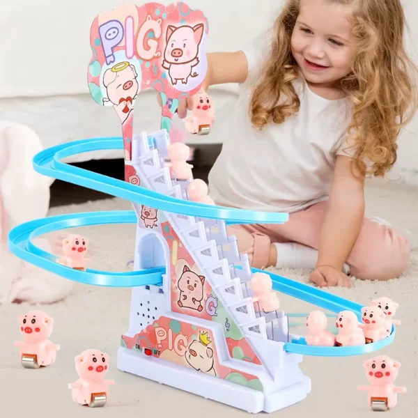 Kinder Spaß Spielzeug Kleine Ente Pinguin Elektronische Klettertreppe Bahn Spielzeug Licht Musikalische Rutsche Spaßbahn Achterbahn Baby Lerngeschenk