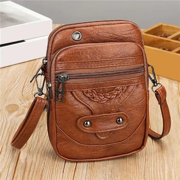 Kleine Damen Tasche Retro Weiches Leder Stilvolle Messenger Tasche Niete PU Schultertasche Handtasche Handy Geldbörse