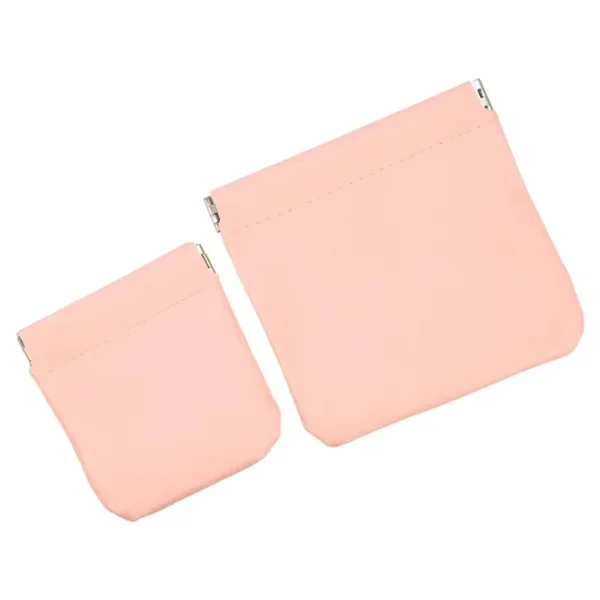 2Pcs Small Makeup Bag for Purse, 2 Size Portable Practical No Make up Spill Mini Pocket Cosmetic Bag No Zipper Design Leather Coin Purse Small Storage Pouch for Lipstick Headphones Jewelry Eyeshadow Palette Etc.