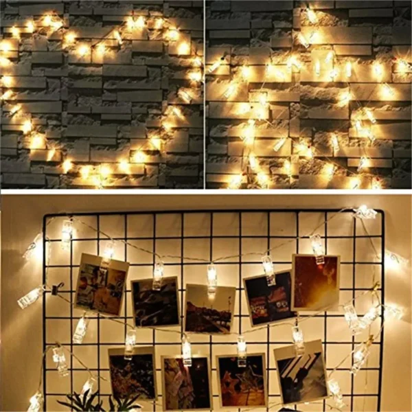 3M 20 LED Photo Clip Fairy String Lights Niedliche Deko-Kartenhalter Girlande Lampe für Weihnachten Hochzeit Party Lichterketten Weihnachtsdekorationen