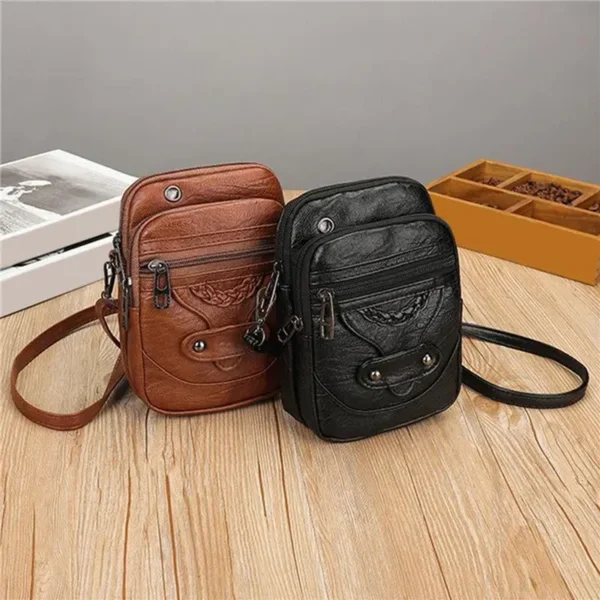 Kleine Damen Tasche Retro Weiches Leder Stilvolle Messenger Tasche Niete PU Schultertasche Handtasche Handy Geldbörse