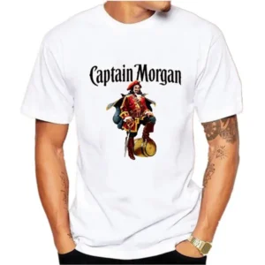 Captain Morgan Signature T-Shirt Druck Kurzarm T-Shirt Solide Farbe Hohe Qualität Herren Rundkragen T-Shirt