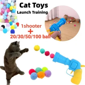 Interaktives Launch Training Hund Katzenspielzeug Kreative Kätzchen Spielspaß Mini Pompons Spiele Stretch Plüsch Ball Spielzeug Katzenzubehör Haustierzubehör