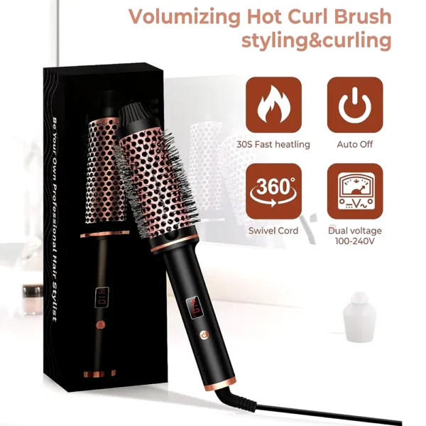 Curling Thermal Brush 1.5 Inch Beheizte Lockenbürste Keramik Lockenstab Volumizing Brush Heizung Rundbürste Travel Hair Curler Comb