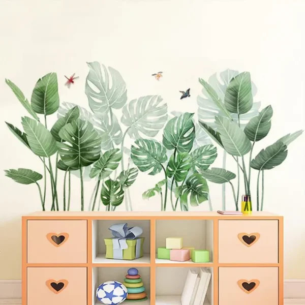 Schöne wasserfeste Wanddekoration Malerei Regenwald Grünes Blatt Wandaufkleber Wohnzimmer Schlafzimmer Dekoration Aufkleber Heimdekoration
