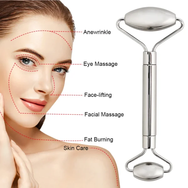 Edelstahl Gesichtsroller Gua Sha Set Gesichtspflege Lifting Massagegeräte Anti-Falten Hautstraffung Kühlung Cellulite Massagegerät