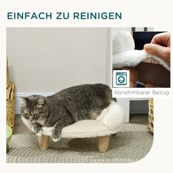 Pawhut Katzenbett Hundesofa Hundebett Haustiersofa Erhöhte Couch für Haustiere mit erhöhtem Design Creme